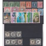 Grenada 1863-1950 m/m and used on small stock cards, 7x Queen Victoria postage and 8x Postage Dues