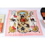 HERMES, PARIS, "PLAZA DE TOROS" a silk scarf designed by H. de Watrigant, with original box. 88cms x