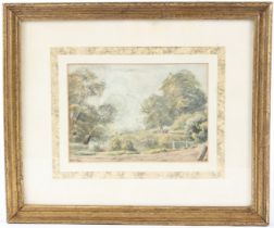 ALFRED U. SOORD (1868-1915) Woodland landscape with figures on a path watercolour signed and dated