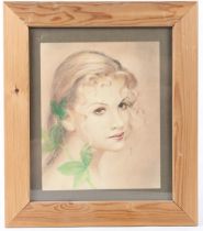MUKESH (20TH CENTURY) Head of a young woman pencil sketch signed and dated 17-7-98 25 x 20.5cm