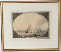 SAMUEL ATKINS (c.1787-1808) Maritime scene watercolour signed 24 x 34cm