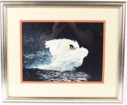 AURIOL ANNETTE HART (d.2009) Mute swan gouache and watercolour signed 28 x 38cm