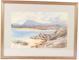 A WYATT (EARLY 20TH CENTURY) Coastal scene of mountain landscape watercolour signed and dated 1929