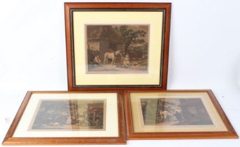 AFTER GEORGE MORLAND 'The Market Cart', 'Feeding the Pigs' and 'The Turnpike Gate' three coloured