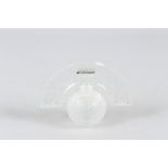 A LALIQUE FOLIE CRYSTAL PERFUME BOTTLE with large fan shaped stopper. 5ins wide, signed: Lalique,