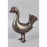 A FINE 19TH CENTURY PERSIAN QAJAR SILVER AND GOLD INLAID STEEL CHICKEN