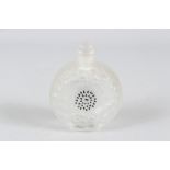 A LALIQUE DOUBLE FROSTED CRYSTAL, DEUX FLEURS, PERFUME BOTTLE 5ins high, signed: Lalique, France.