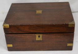 Mahogany writing slope with brass finishing 30cm x 14cm x 22cm, no key