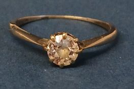 Tested as 18ct gold diamond solitaire ring, size L, 1.6g