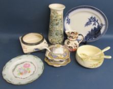 Jersey pottery vase, Yeoman Plate 'Pegoda' rimmed dish, 'Ming' serving dish with ladle, Mason's