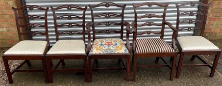 Five (4+1) reproduction Chippendale dining chairs including two carvers