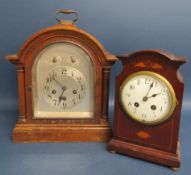 Hamburg American Clock Company mantel clock with crossed arrows mark to workings also mantel clock