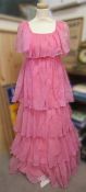 After Six by Ronald Joyce tiered pink prom dress, size 12, with additional wedding dress underskirt