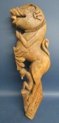 Large Asian wooden figurehead, approx. 88cm x 20cm x 7cm