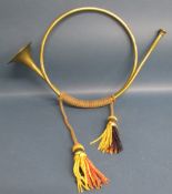 Cor de Chasse brass hunting horn with braided chord tassels