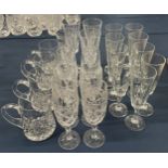 Set of 9 & two sets of 4 Champagne flutes & 4 crystal tankards