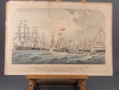 A 19th century hand-coloured lithograph "The Grand Review of the Reserve Squadron at Spithead 1878",