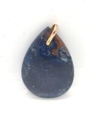 A large and impressive lapis lazuli pendant having 9ct gold bale, stamped 9ct, approx 5cm in length.