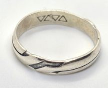 A large Mens silver ring, stamped 925, size Z+3.