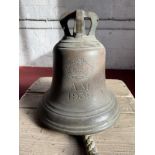 A cast brass WWII Air Ministry bell from Manston Aerodrome. Engraved A.M 1939 with crown over.