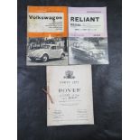 Two P. Olysager motor manuals being for the Reliant Regal and Volkswagen 1200 Saloon.