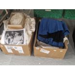 1950s wedding dress and lace, a lady's blue dress, together with other clothing