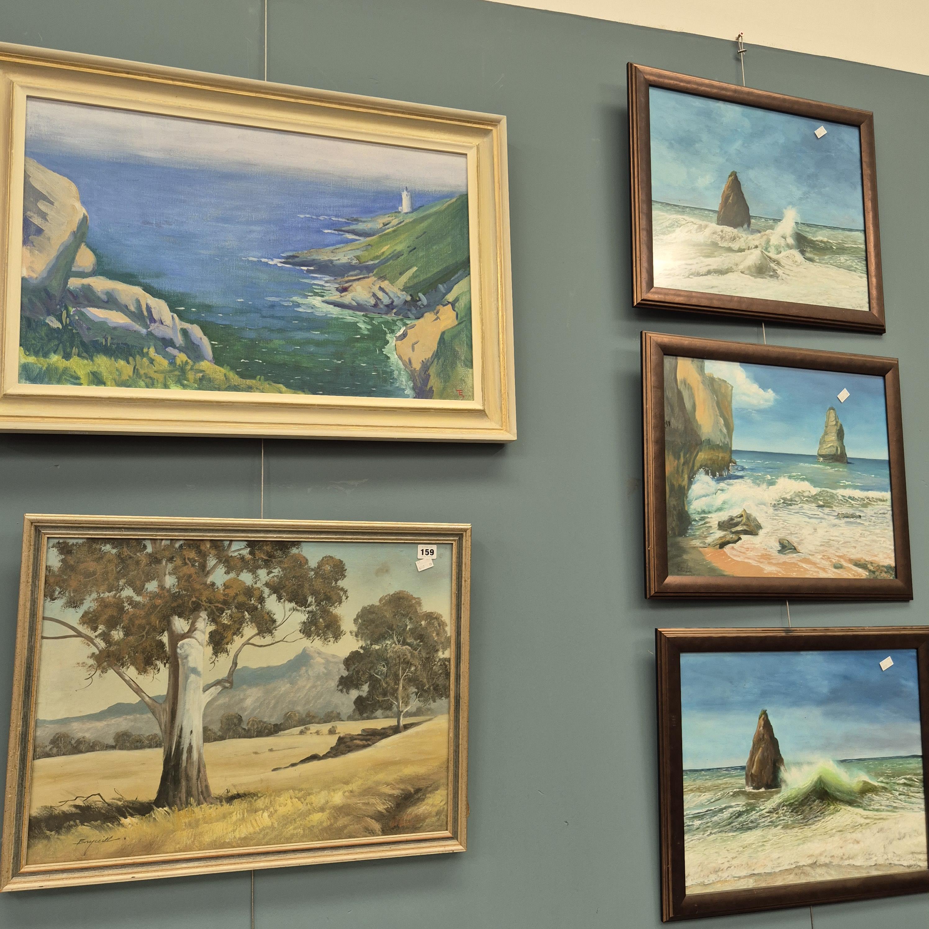 Five various oil and acrylic paintings