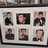 James Bond; a framed group of six autograph photographs of the six James Bond actors, with