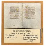 15th Century manuscript leaves. On vellum. Roman Breviary. Two leaves with Red, Blue and Gold