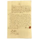 1697 MANUSCRIPT DOCUMENTS. Three Documents one on paper and two on vellum regarding William Tripp,