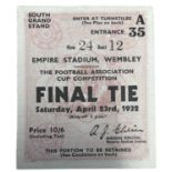 1932 F.A. Cup Final ticket, Arsenal v Newcastle United. Empire Stadium, Wembley, Saturday April