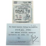1931 F.A Cup Final ticket, West Bromwich Albion v Birmingham, together with entry ticket to Tea at