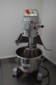 A Metcalfe SP-200 20Ltr 3 speed commercial planetary bench mounted mixer.