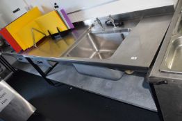 Food preparation area with right hand sink, width approx 210cm, depth approx 69cm, height 86cm