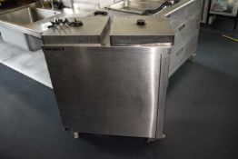 A Victor heated plate dispenser, height approx 98cm, width 40cm, depth 80cm