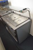 A Moffat mobile hot cupboard with dry heat bain marie