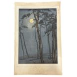 Yoshijiro Urushibara. Three colour woodcuts “Moonlight” in different variations and printings.
