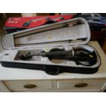 A Kinglos electric violin with case and bows