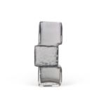 Geoffrey Baxter for Whitefriars "Drunken Bricklayer" vase in pewter grey with textured design,