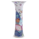 A Chinese porcelain vase of cylindrical form, 18th Century, decorated in the Tobacco Leaf pattern