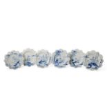 Six Delft Style Plates by Deborah Sears Isis Ceramics including; a monkey, parrot in a ring (x2),