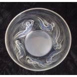 Art Deco Lalique Ondines Pattern Bowl c.1930s relief decorated with nude maidens amidst waves,