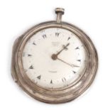A silver pair case pocket watch by Ralph Gout, together with a white metal shell shaped outer