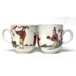 Two Bow porcelain coffee cups, circa 1760 with Chinese figures