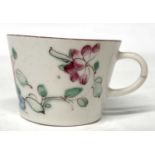 A small Bow porcelain coffee cup of flared shape, circa 1760 with Famille Rose decoration