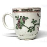 A Bow porcelain coffee cup circa 1760 decorated in Famille Vert style