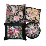Four assorted needlework cushions, largest 48 x 48cm, (4)
