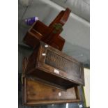 A shoe shine box, wooden tray and a Chinese style basket (3)