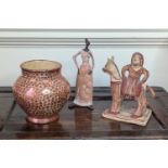 An Hispano Moresque copper lustre vase, 19th century and of shouldered form, height 15cm, together