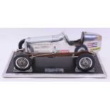 Circa 1995 Bantam Midget Tether Car, comprising polished chrome body with spoked hubs and rubber